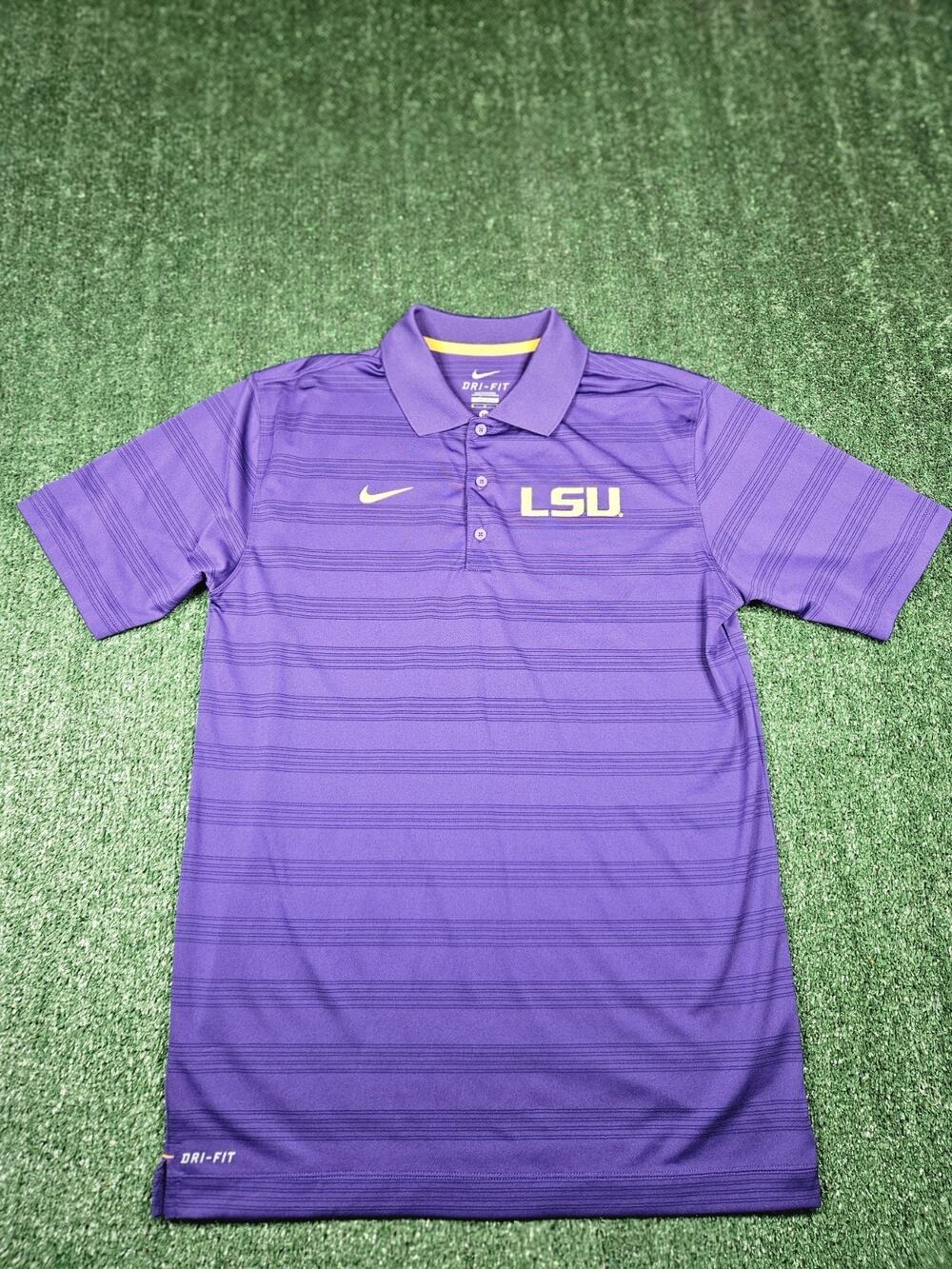 Nike Dri-FIT LSU Tigers Polo Shirt Men's Medium Purple Performance Golf EUC